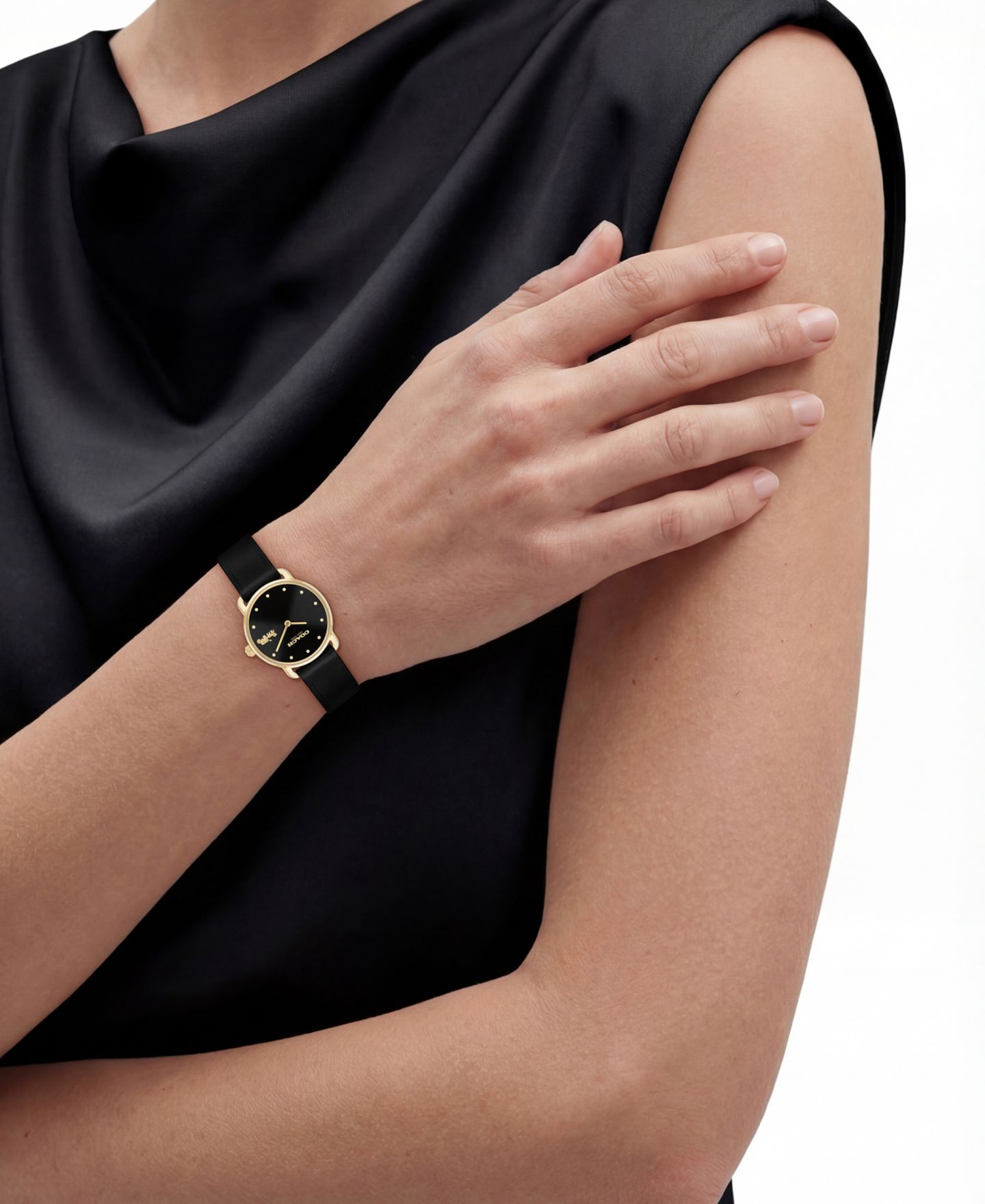 Женские часы COACH Elliot Black Leather Strap Watch 28mm — фото 5