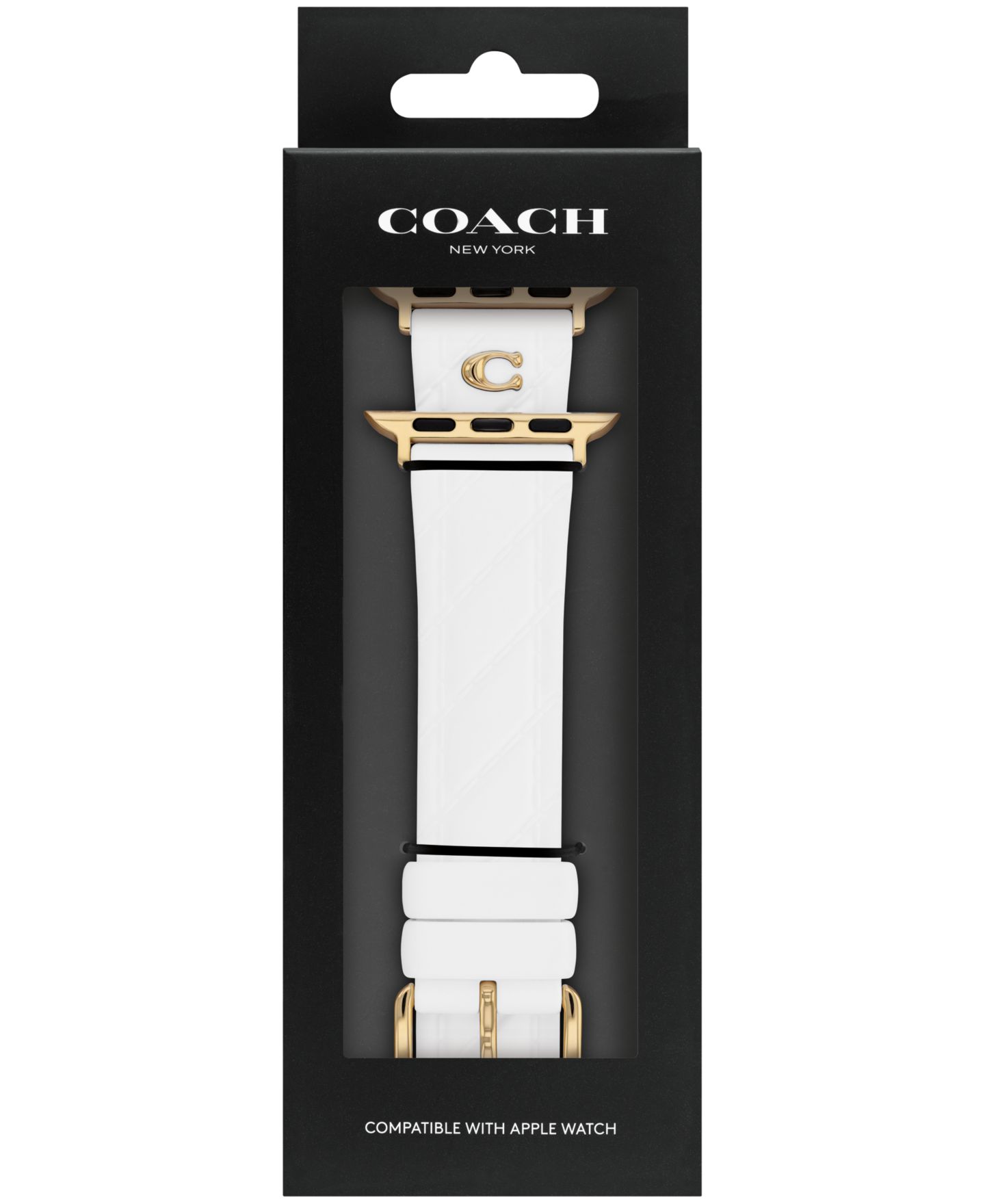 Женский ремешок для часов COACH White Silicone Apple Watch Strap 38mm, 40mm, 41mm — фото 4