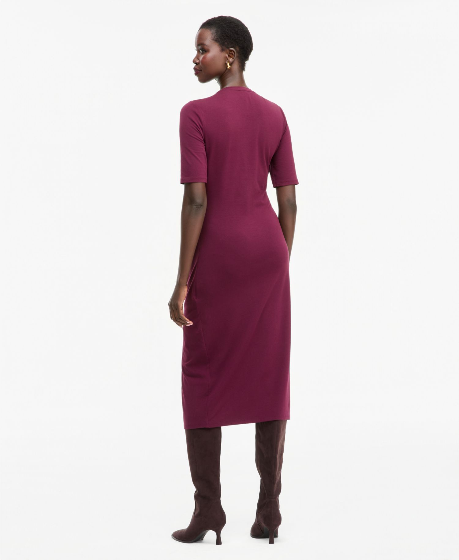 I.N.C. Women's Front-Slit Short-Sleeve Midi Dress