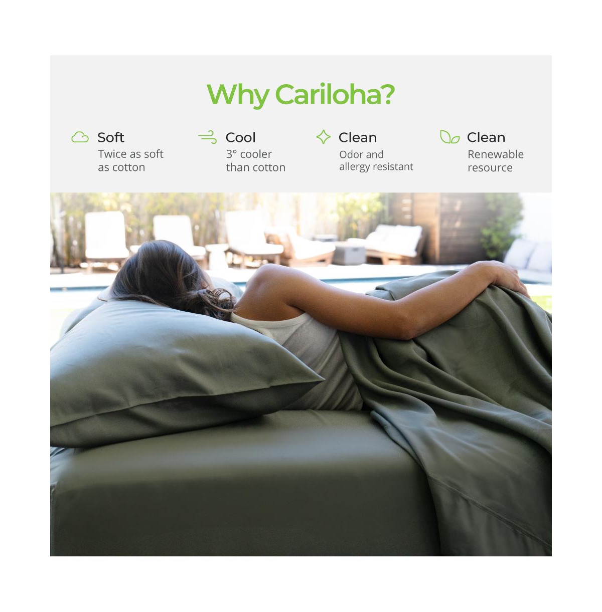 Cariloha Classic 4-Piece Twill Sheet Set | White | Cal King | Viscose Material |Extra soft, Cooling for Hot Sleepers