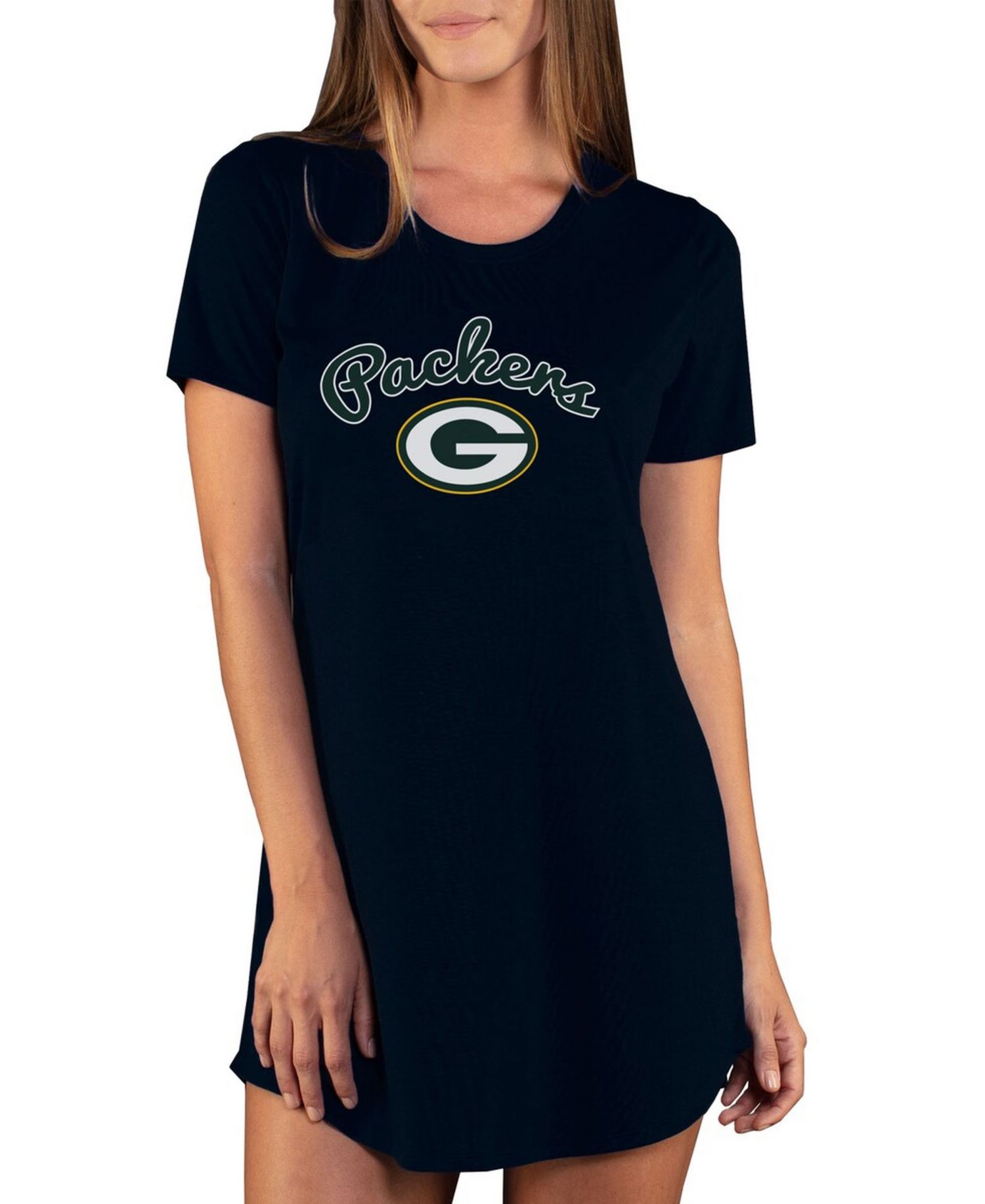 Women's Black Green Bay Packers Marathon Knit Nightshirt
