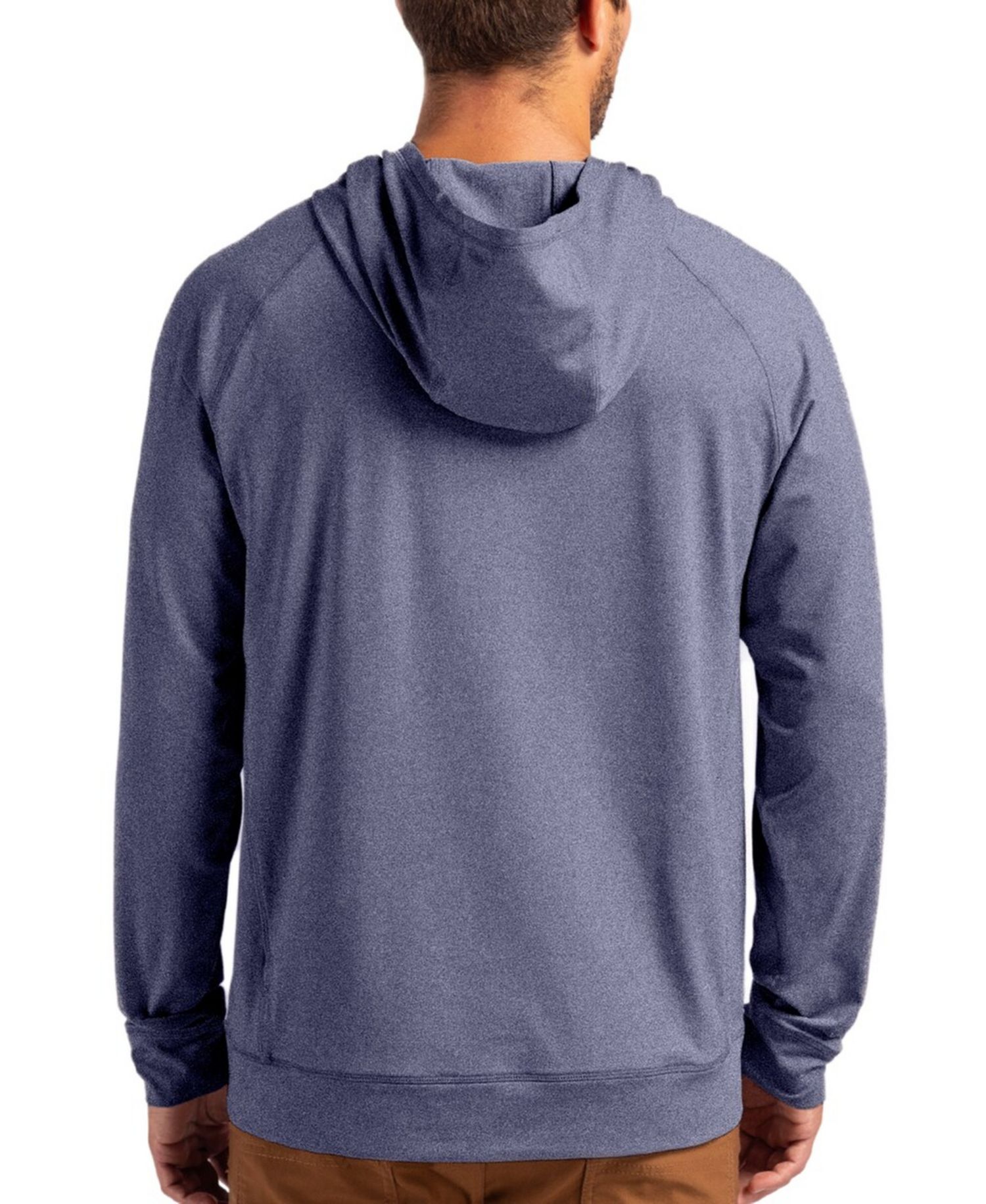Men's Heather Navy Denver Broncos Adapt Knit Raglan Pullover Hoodie
