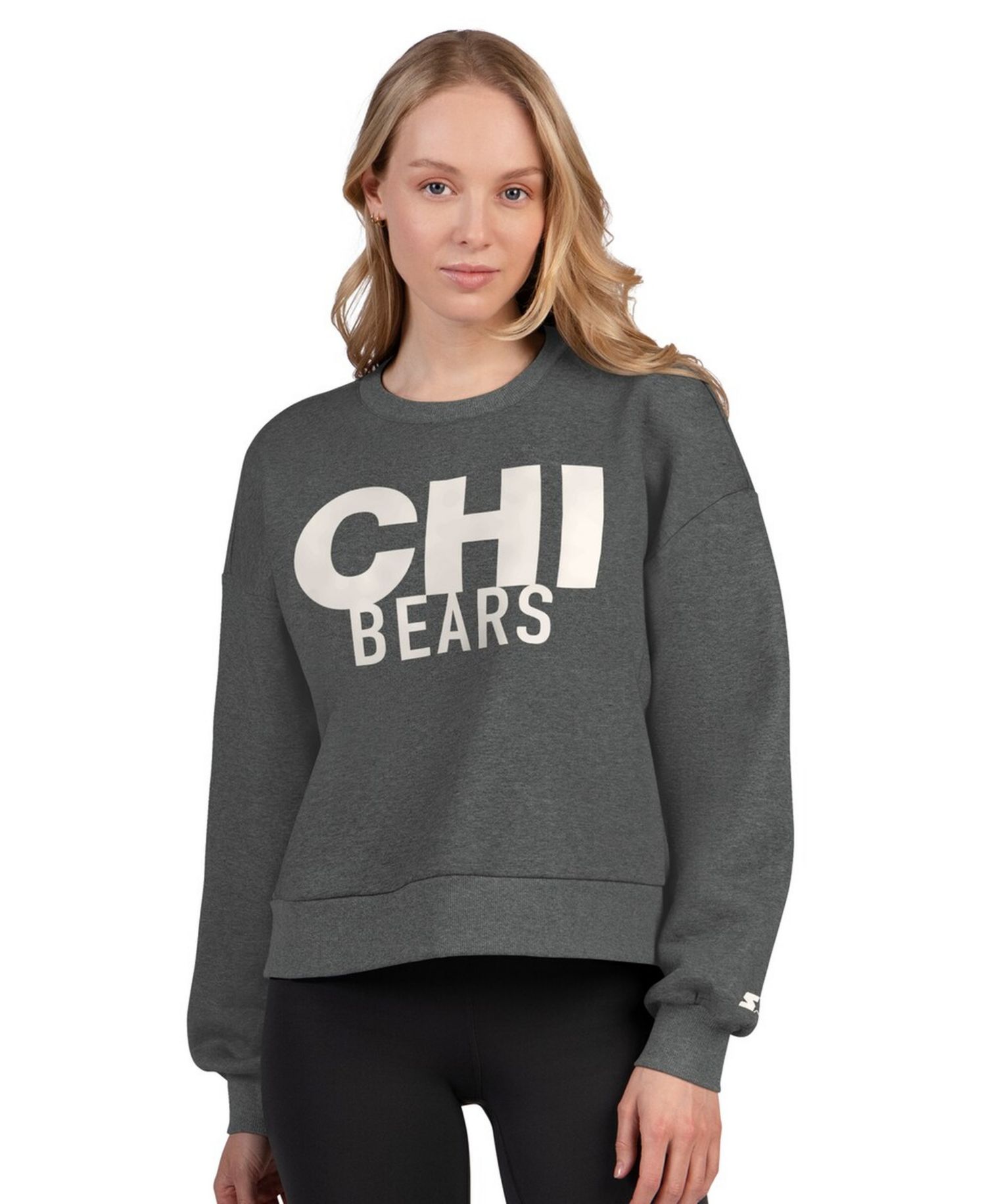 Women's Heather Gray Chicago Bears Show Up Cropped Fleece Pullover Sweatshirt
