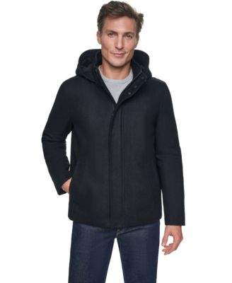 Men's Front-Zip Duffel Wool Jacket