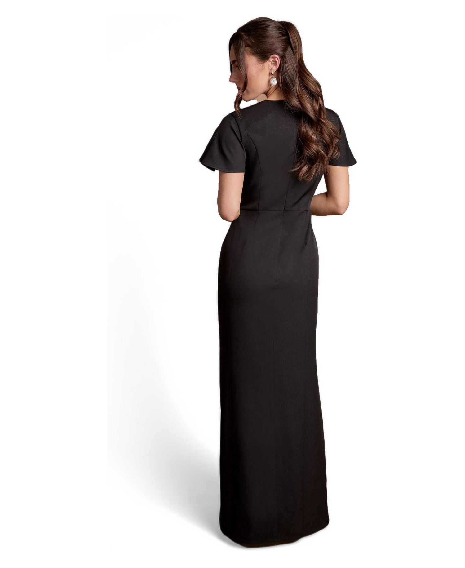 Women's Crepe V-Neck Maxi Dress