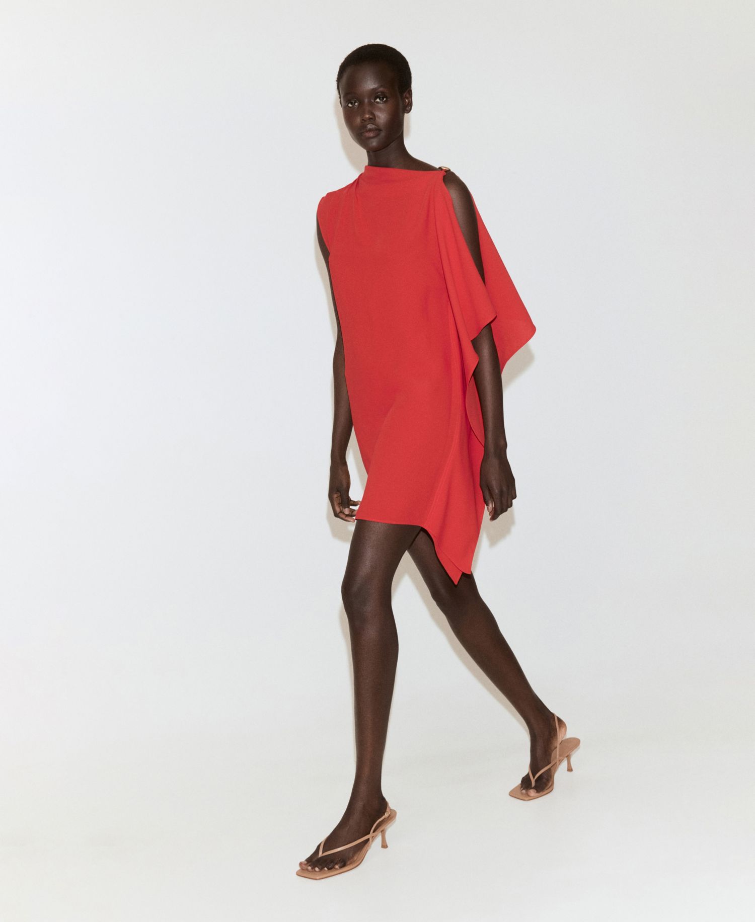 Women's Asymmetrical Neck And Metallic Detail Dress