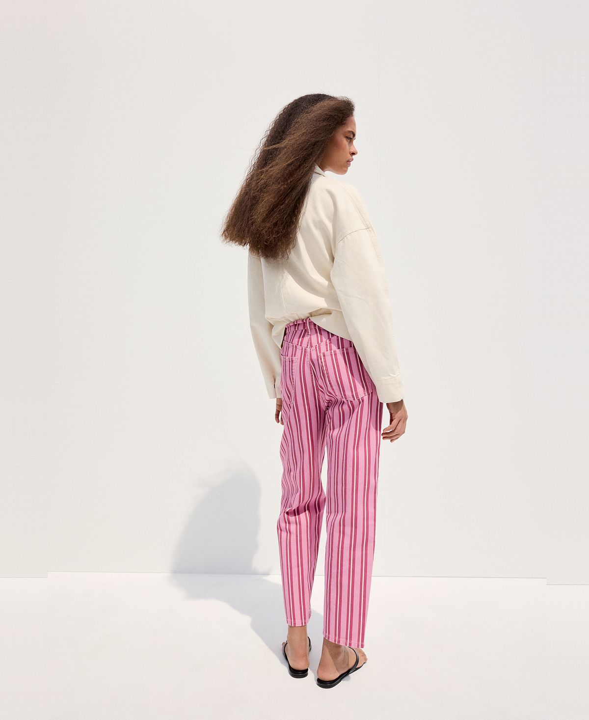 Mango Women's Straight-Fit Striped Jeans view 6 — MAYCSS fashion products