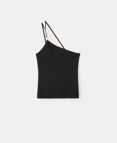 Женский топ Mango Knit Asymmetric, цвет: Чёрный