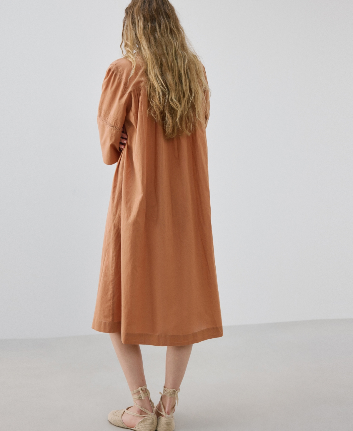 Mango Women's Lace Details Cotton Nightgown