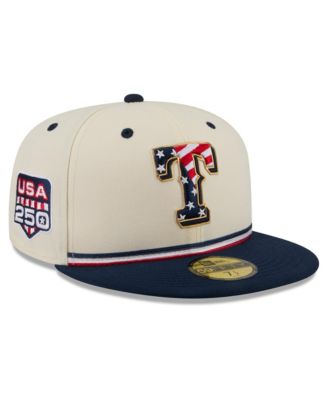 Men's Cream/Blue Texas Rangers USA 250 Fourth of July 59FIFTY Fitted Hat