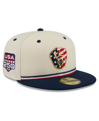 Men's Cream/Blue Milwaukee Brewers USA 250 Fourth of July 59FIFTY Fitted Hat
