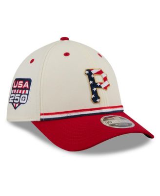 Men's Cream/Red Pittsburgh Pirates USA 250 Fourth of July 39THIRTY M-Crown Flex Hat