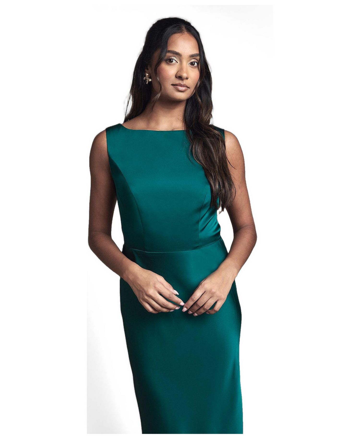 Women's Sleeveless Satin Bridesmaid Dress