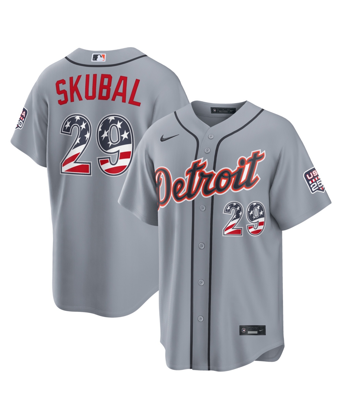 Nike Men's Tarik Skubal Gray Detroit Tigers Usa 250 Fourth of July Stadium Jersey