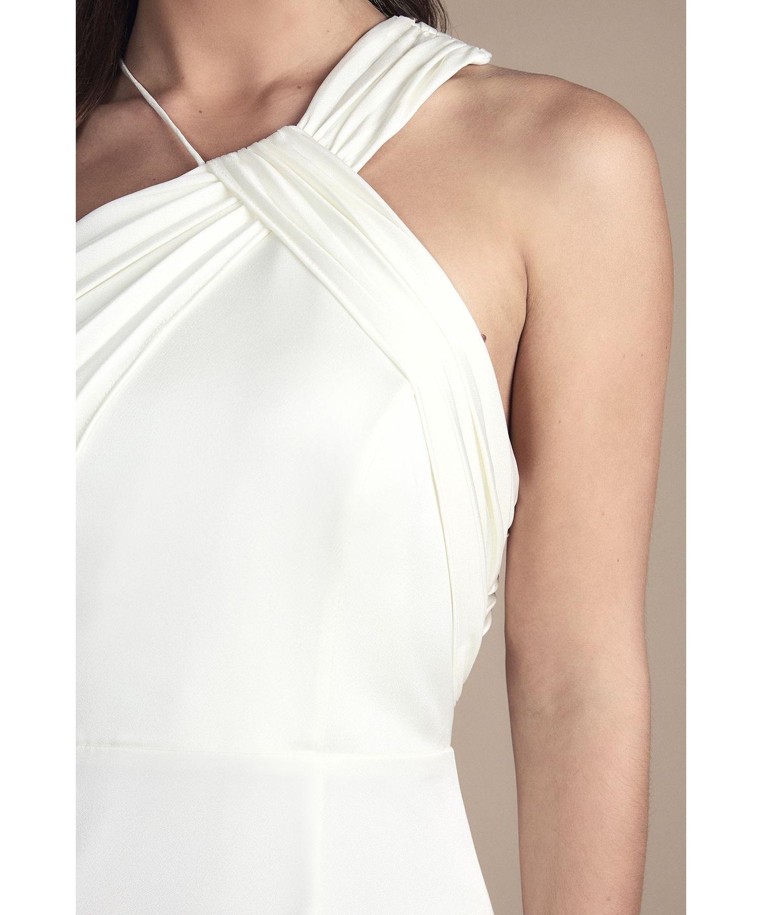 Women's Satin Halter Neck Fishtail Dress