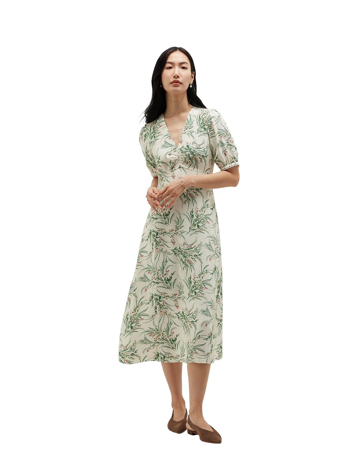 Hobbs London Women's Florentina V-Neck Midi Dress view 1 — MAYCSS fashion products