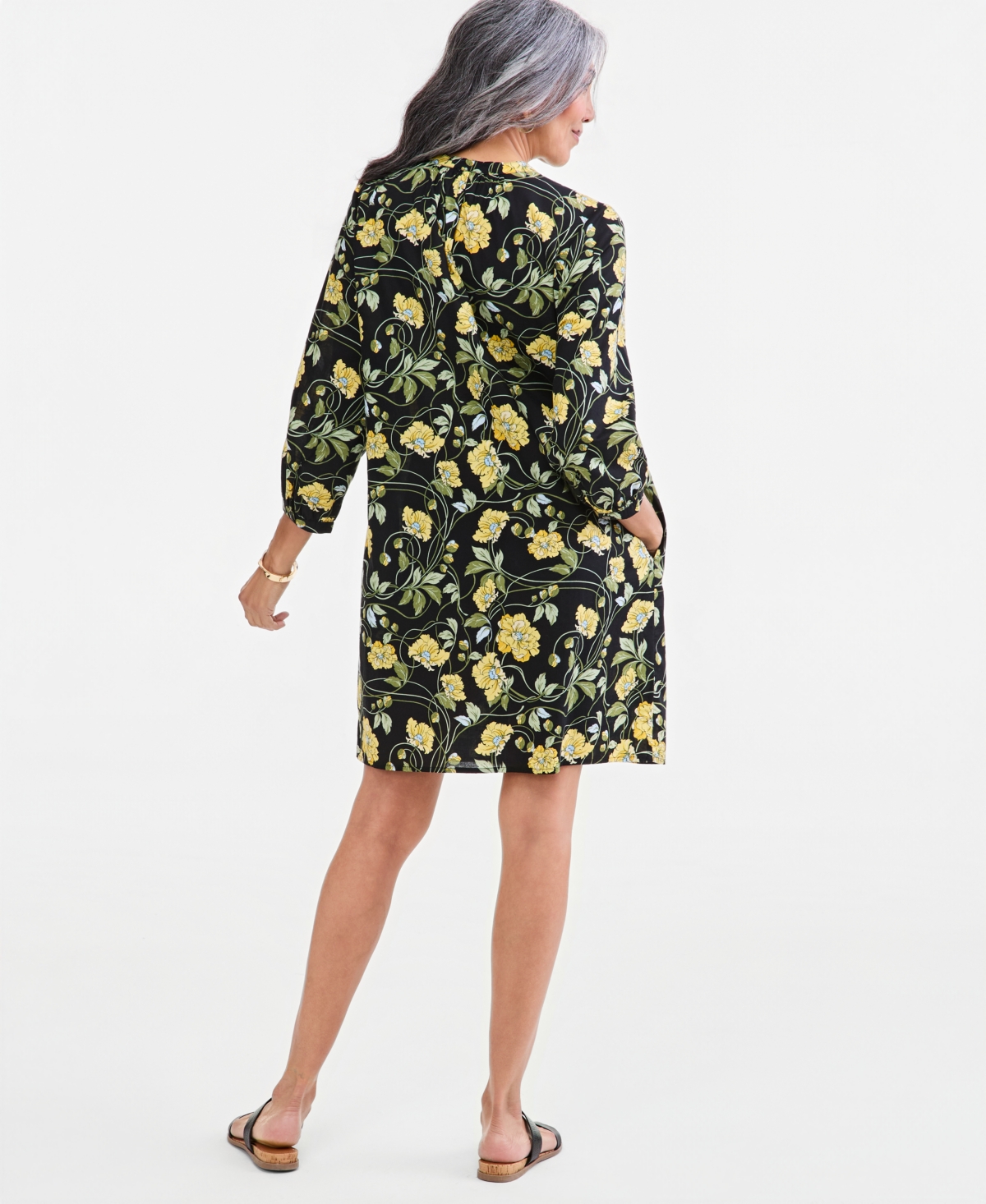 Style & Co Women's Printed Pintuck Shift Dress, Macy's Exclusive
