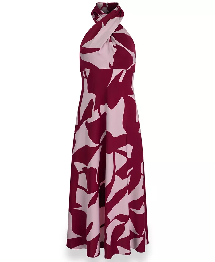 Petite Printed Halter Neck A-Line Midi Dress - thumbnail 6