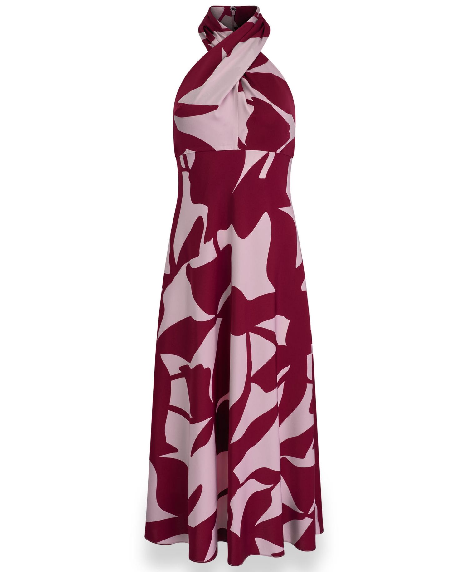 Petite Printed Halter Neck A-Line Midi Dress