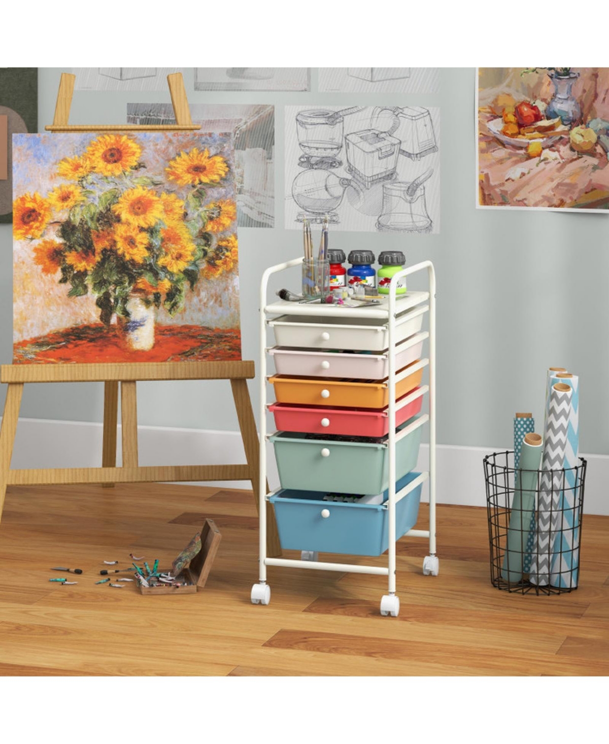 Gouun 6-Drawer Rolling Storage Cart Organizer