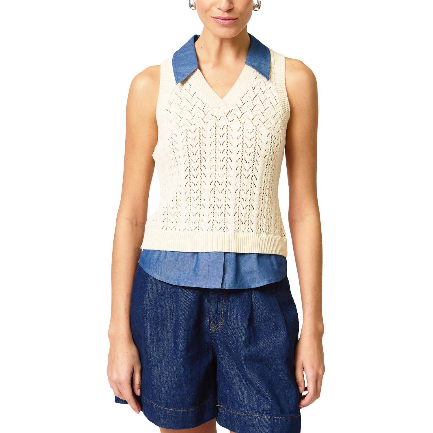 Women's Hazel Pointelle Stitch Halter Twofer