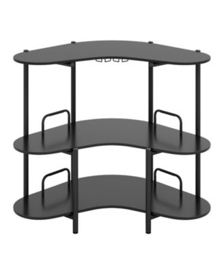 Modern 3-Tier Liquor Bar Table with Stemware Holder and Storage Rack