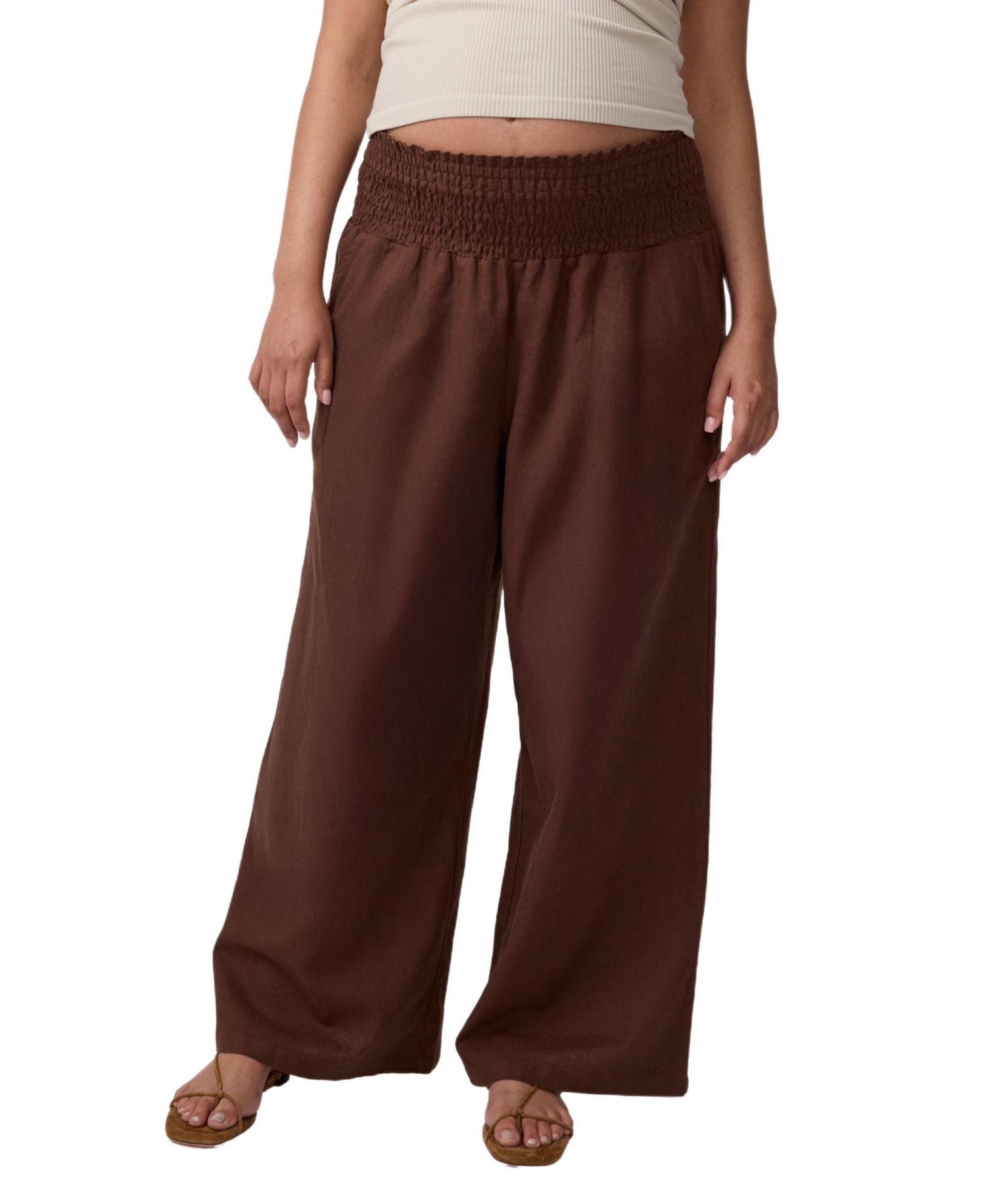 Women's Ingrid + Isabel Smocked Linen Wide Leg Pant