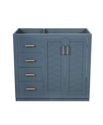 36 Inch Modern Freestanding Bathroom Vanity without Top, Solid Wood Frame, 3 Drawers Storage, Soft Close Doors