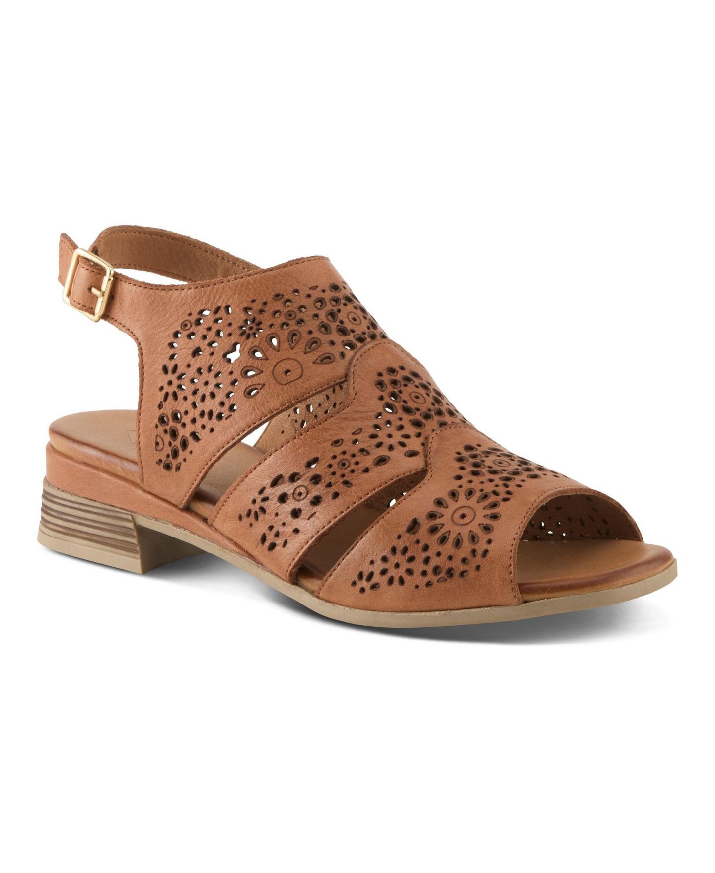 Женские сандалии Spring Step Plasma Slingback Sandal Floral with Embroidery, цвет: Верблюжий — фото 1
