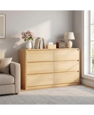 macys dresser Furniture Marcel 19" Wood 6-Drawer Plinth Base Macy's Mandeville Small Dresser, Created