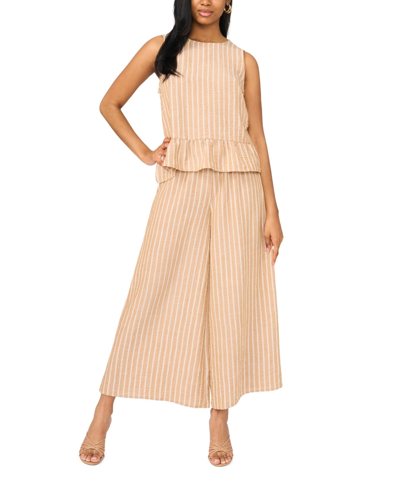Women's Solid Ruffle Crewneck Peplum Top