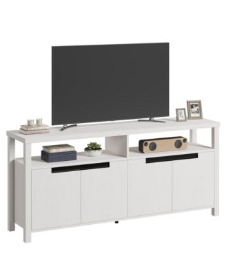 Rustic Boho TV Stand for TVs up to 70 Inches, 63" Entertainment Center with 4 Doors and Open Shelf, Large Wood Console Table for Living Room