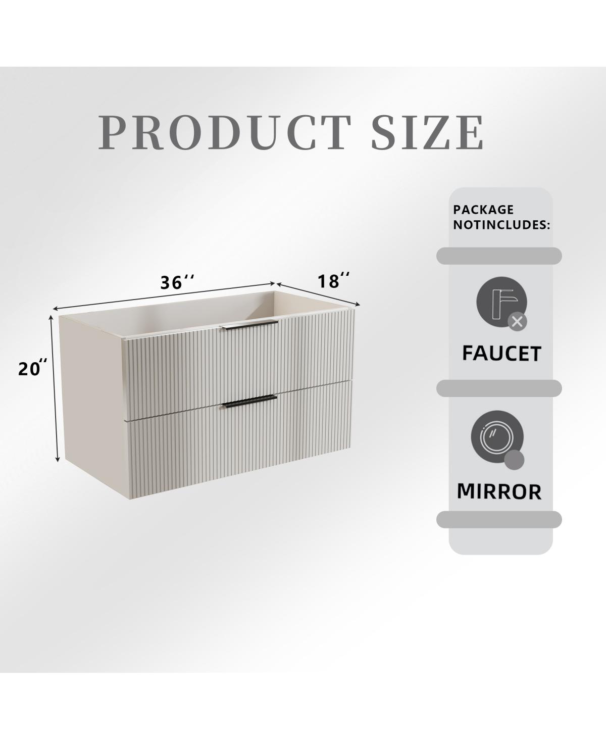 Sillysis Wall Mounted Bathroom Vanity with Ribbed Drawers, U-Shaped Organizer