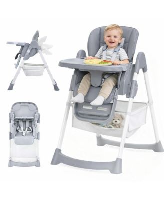 Dining Chairs for Babies and Toddlers, Baby High Chair with Adjustable Height and 3-Position Removable Tray, Easy Clean PU Cushion