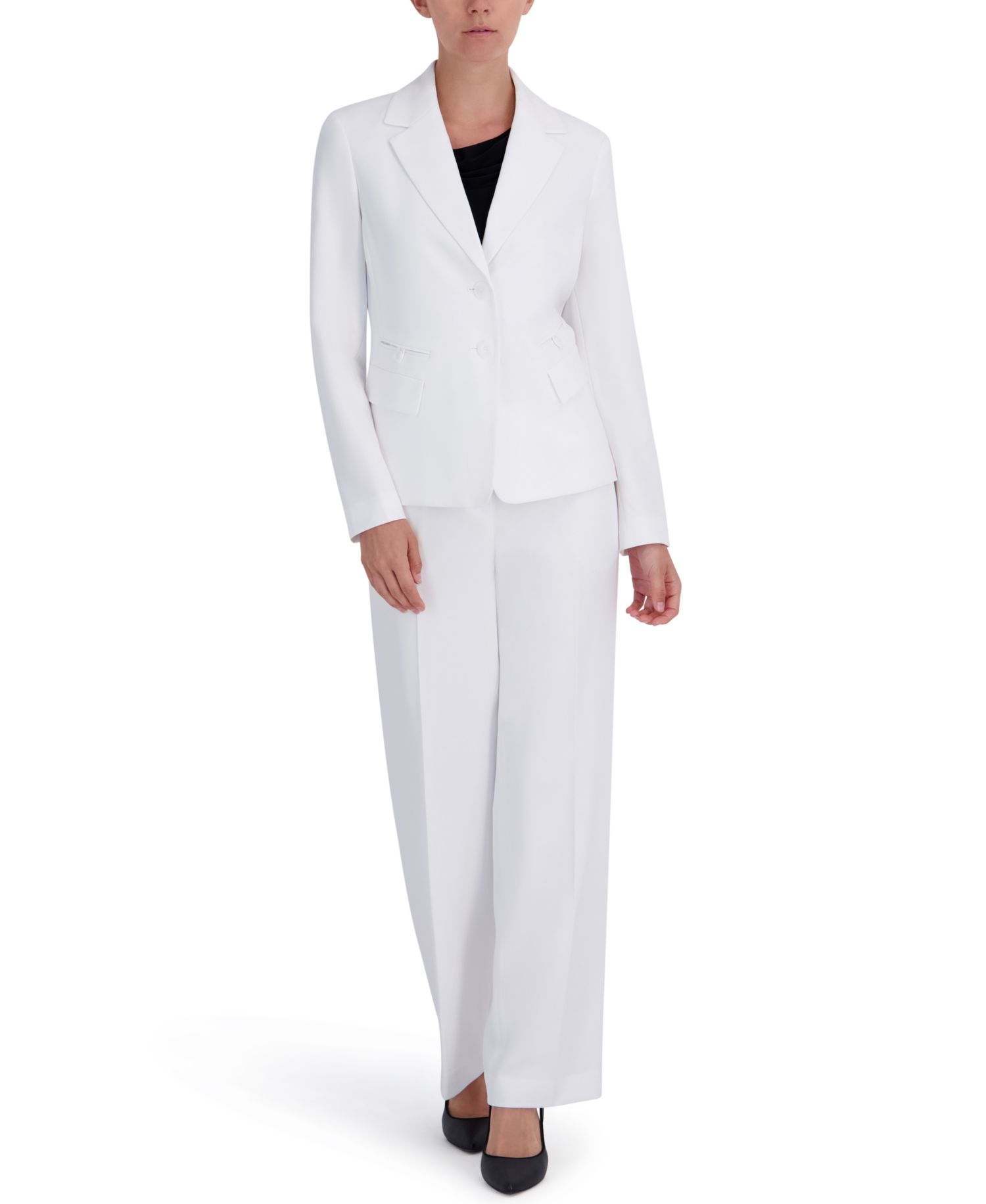 Women's Four-Pocket Jacket & Fly-Front Wide-Leg Pants Suit