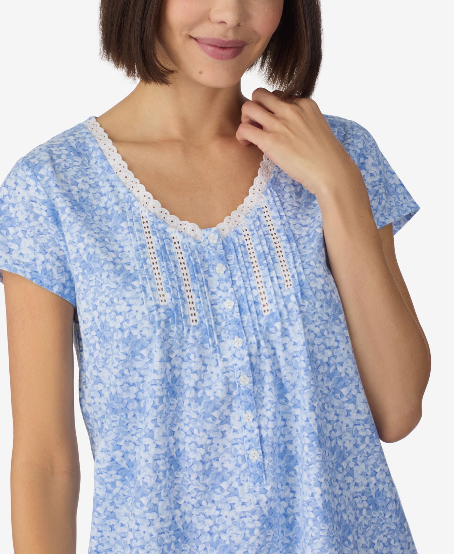 Women's Cotton Jersey Knit Cap-Sleeve Sleep Shirt