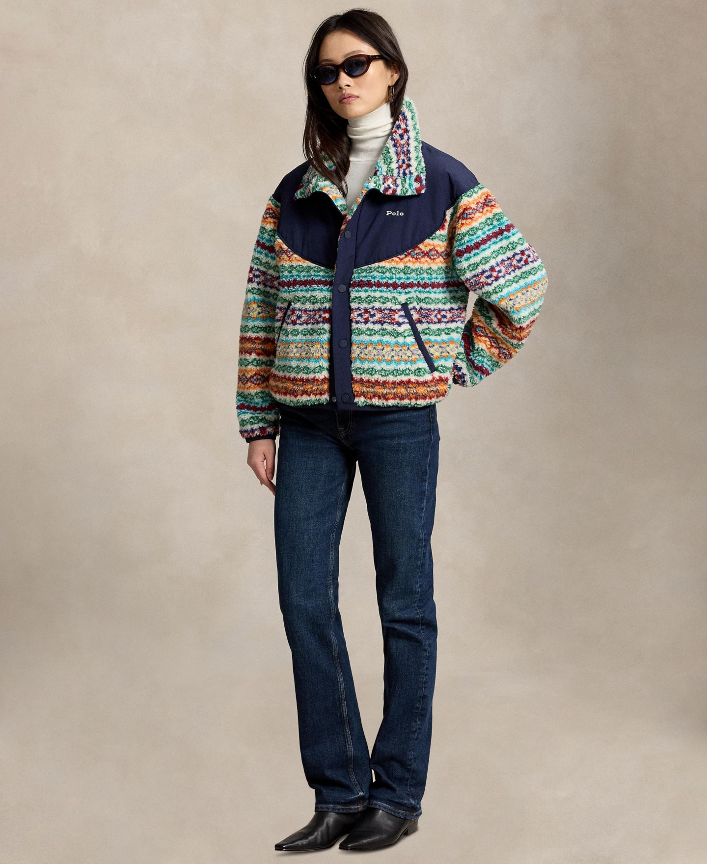 Женская куртка Polo Ralph Lauren Fair Isle Mock-Neck, цвет: Синий разноцветный — фото 2