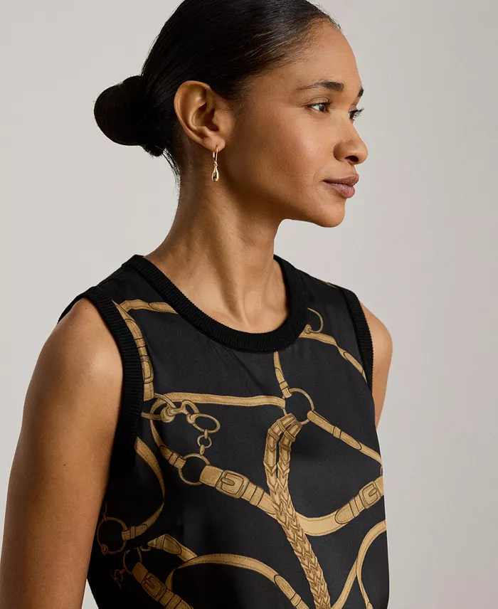 Women's Belting Print Sleeveless Sweater - thumbnail 7