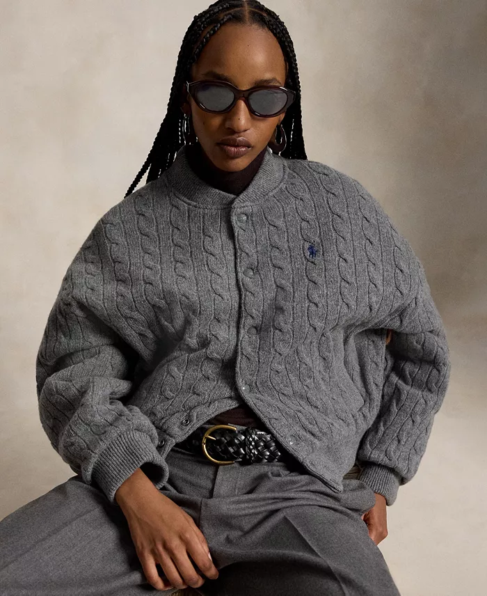 Women's Cable-Knit Logo Button Jacket - thumbnail 6