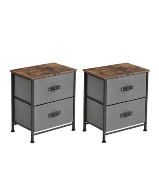 2 Set of 2 Drawer Dresser for Bedroom, End Table with Fabric Bins, Bedside Table with 2 Drawers, Night Stand, Small Dresser for Bedroom