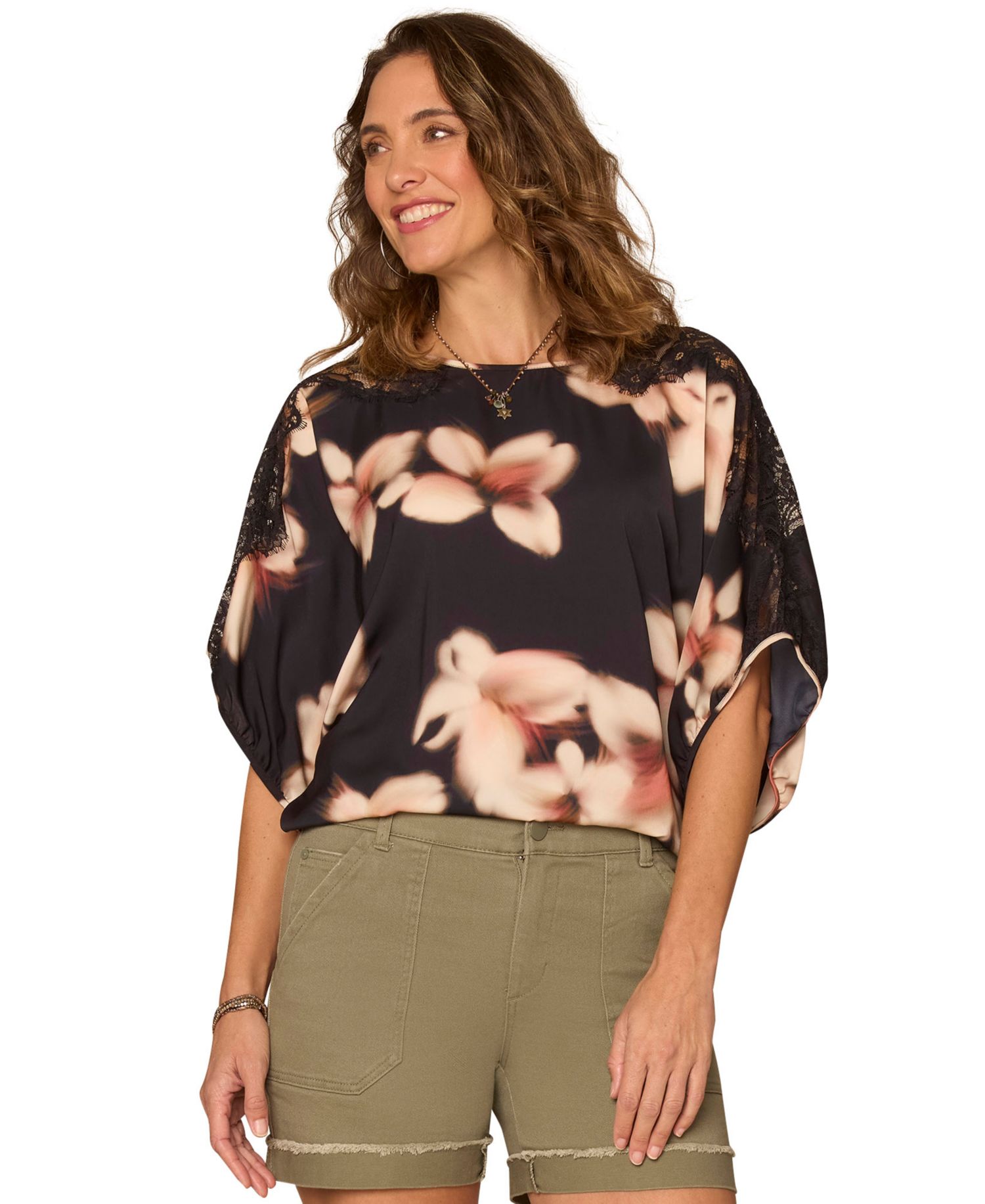 Petite Floral Print Pull-On Top