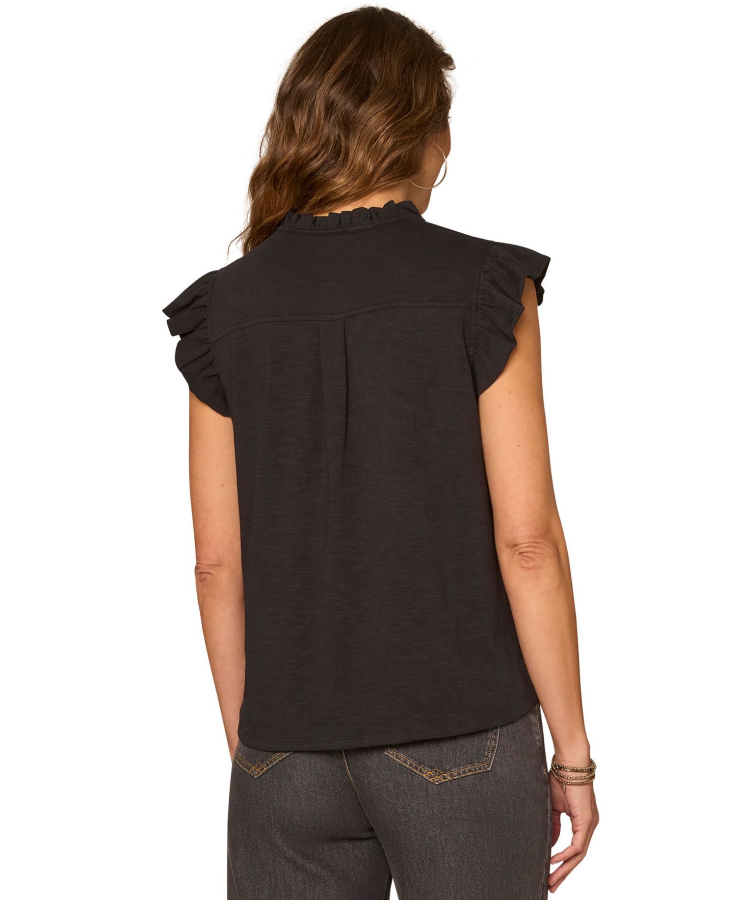 Petite Ruffle Cap-Sleeve Knit Top