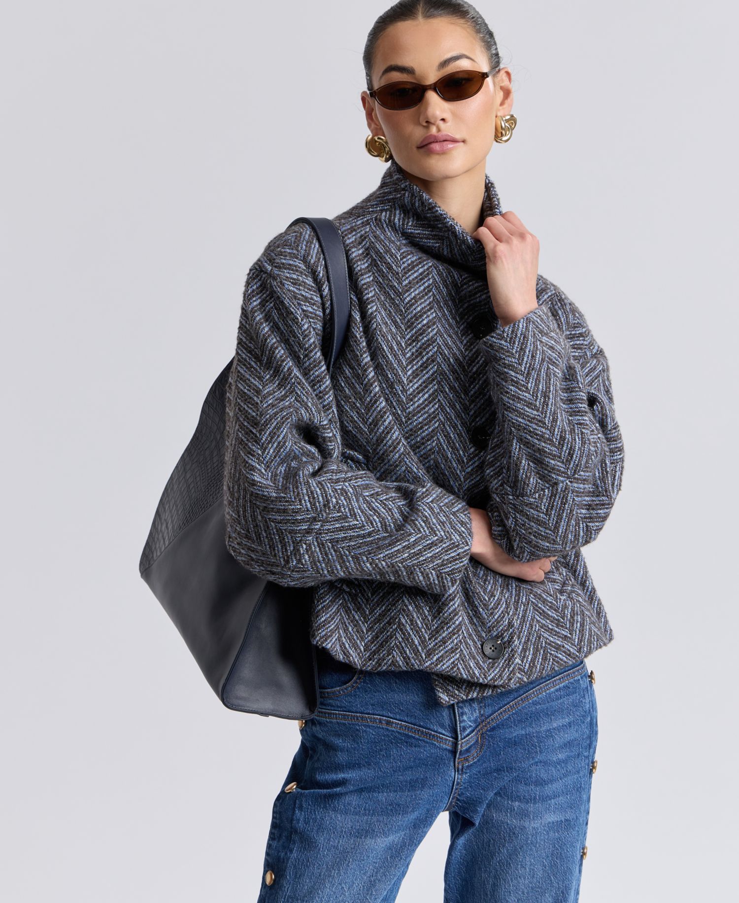 Women's Short Funnel Neck Wool Coat