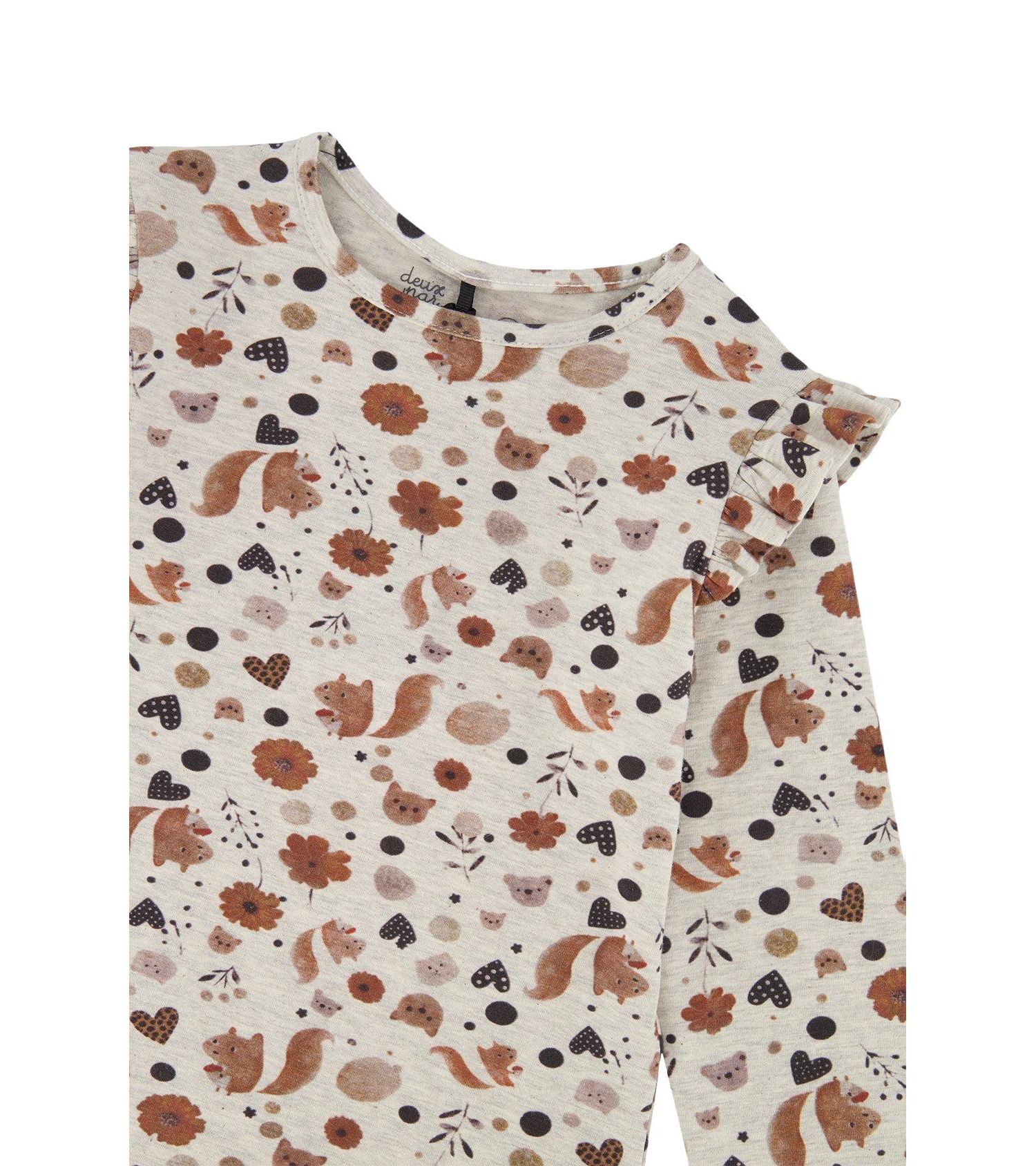 Big Girls 6-14 Long Sleeve Organic Cotton T-Shirt with Squirrel Print