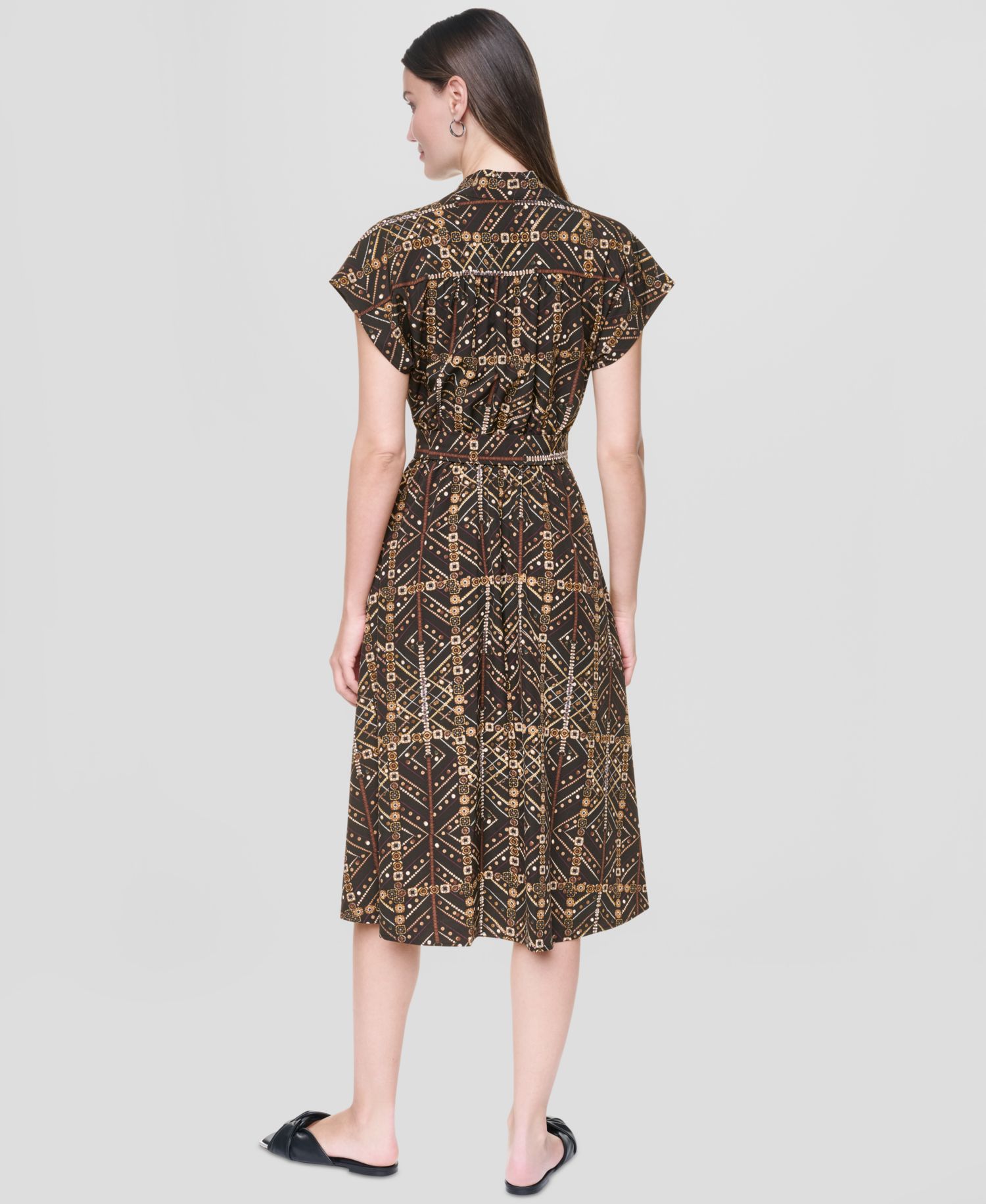 Women's Surplice Neck Faux-Wrap Midi Dress