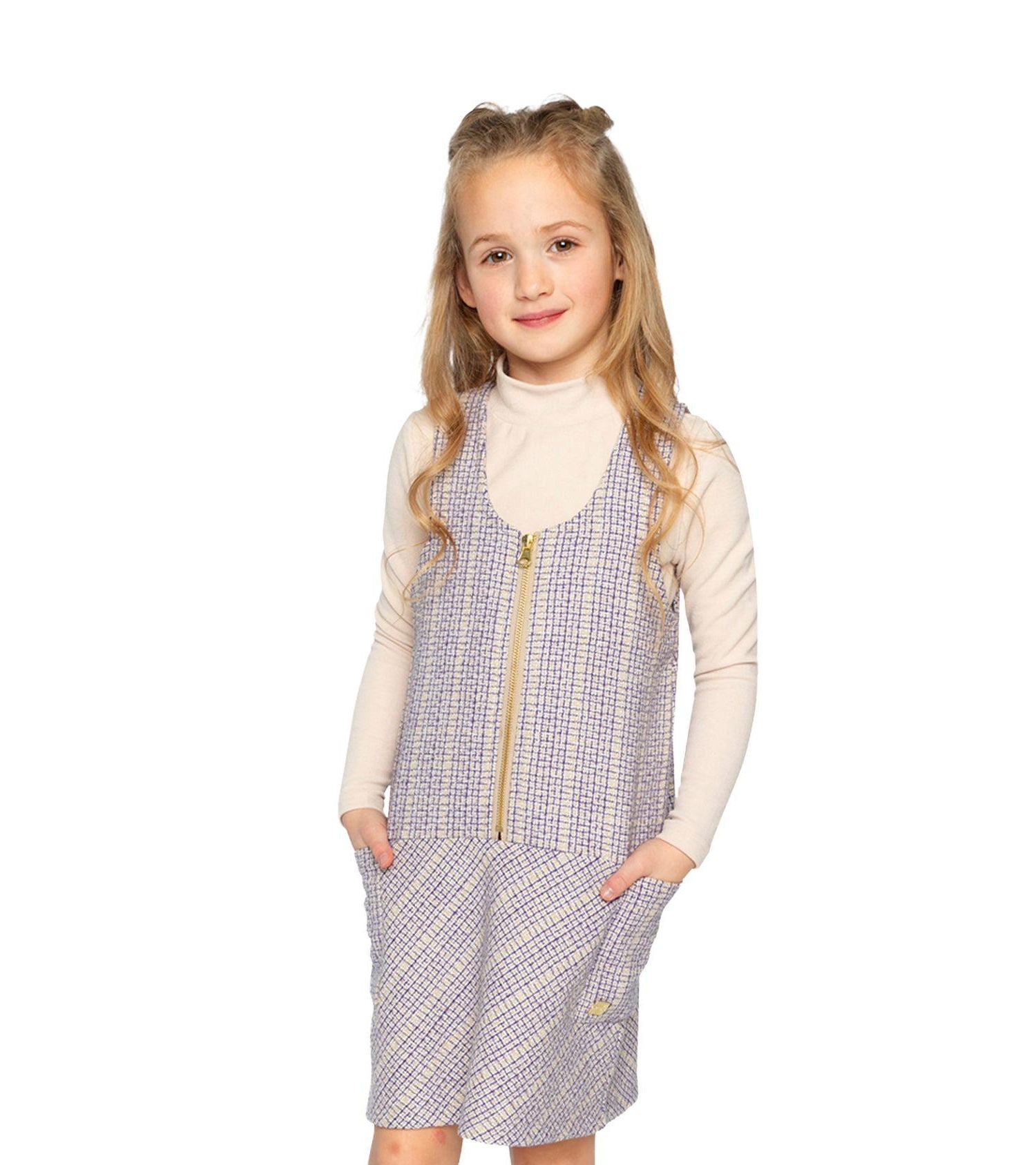 Little and Big Girl 6-14 Brushed Rib Mock Neck Top