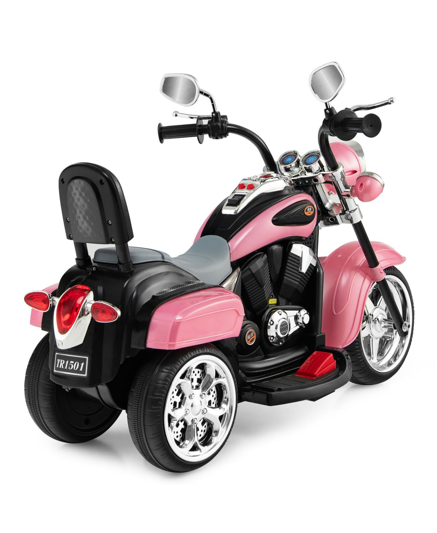 Детская игрушка Costway Chopper 3-Wheel Battery-Powered Rechargeable Kids Motorcycle, 44-lb. Capacity, Ages 3+, цвет: Розовый — фото 9