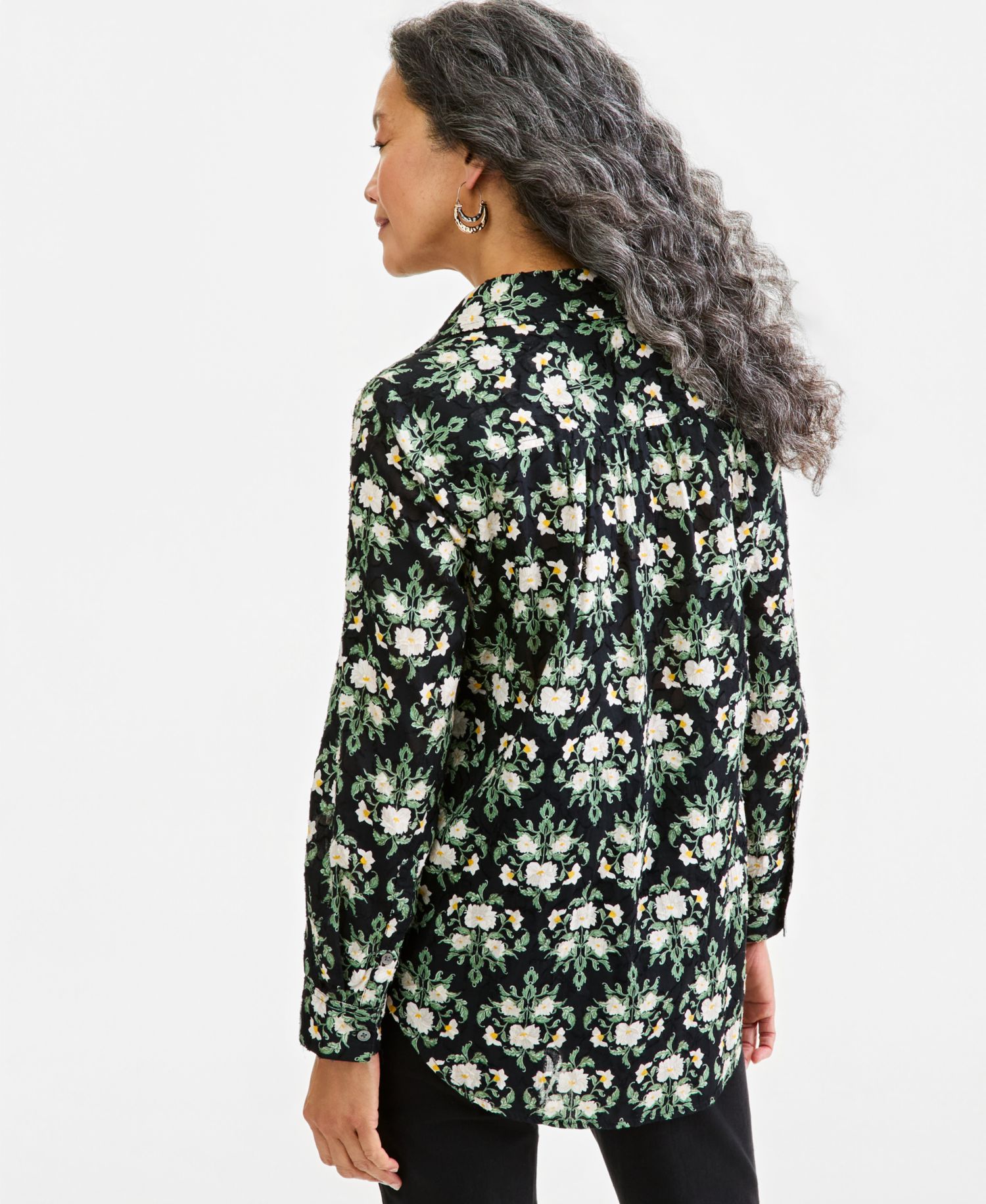 Petite Floral-Jacquard Top