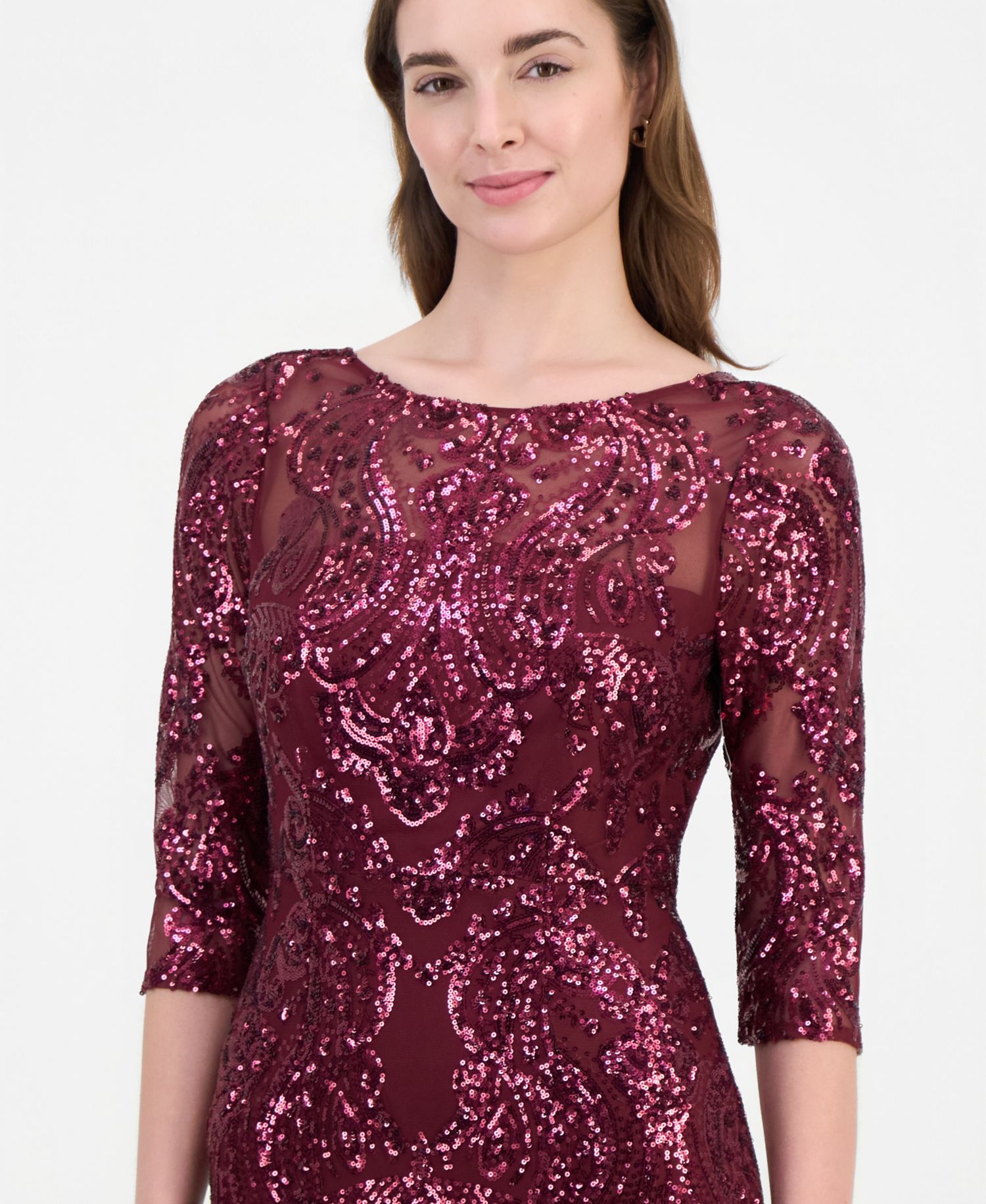 Women's Beaded 3/4-Sleeve Sheath Dress
