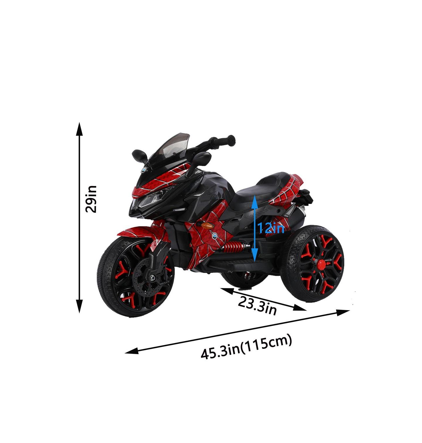 Детская игрушка YOBTOP 12V Manual Throttle Training Wheels LED Electric Motorcycle, 66 lbs Capacity, Ages 3-6, цвет: Красный — фото 3